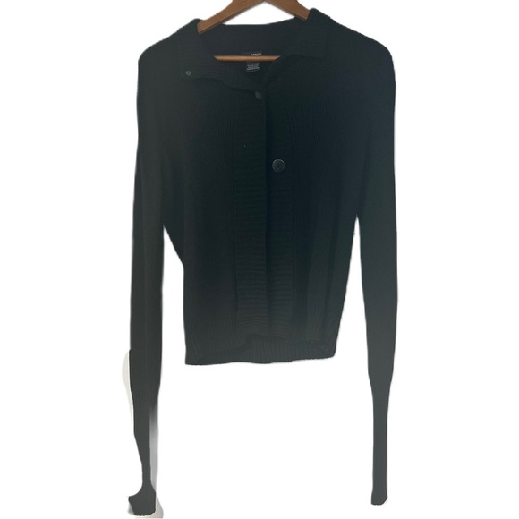 Kenzie Black V-Neck Button Down Cardigan Ribbed Size Medium Knit Cozy Warm - Picture 3 of 7